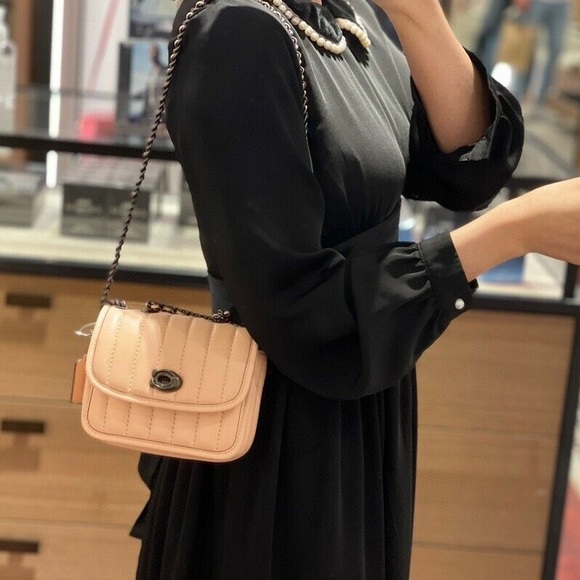 Coach Madison Shoulder Bag 16 With Quilting Pewter Faded Blush - Picture 7 of 14